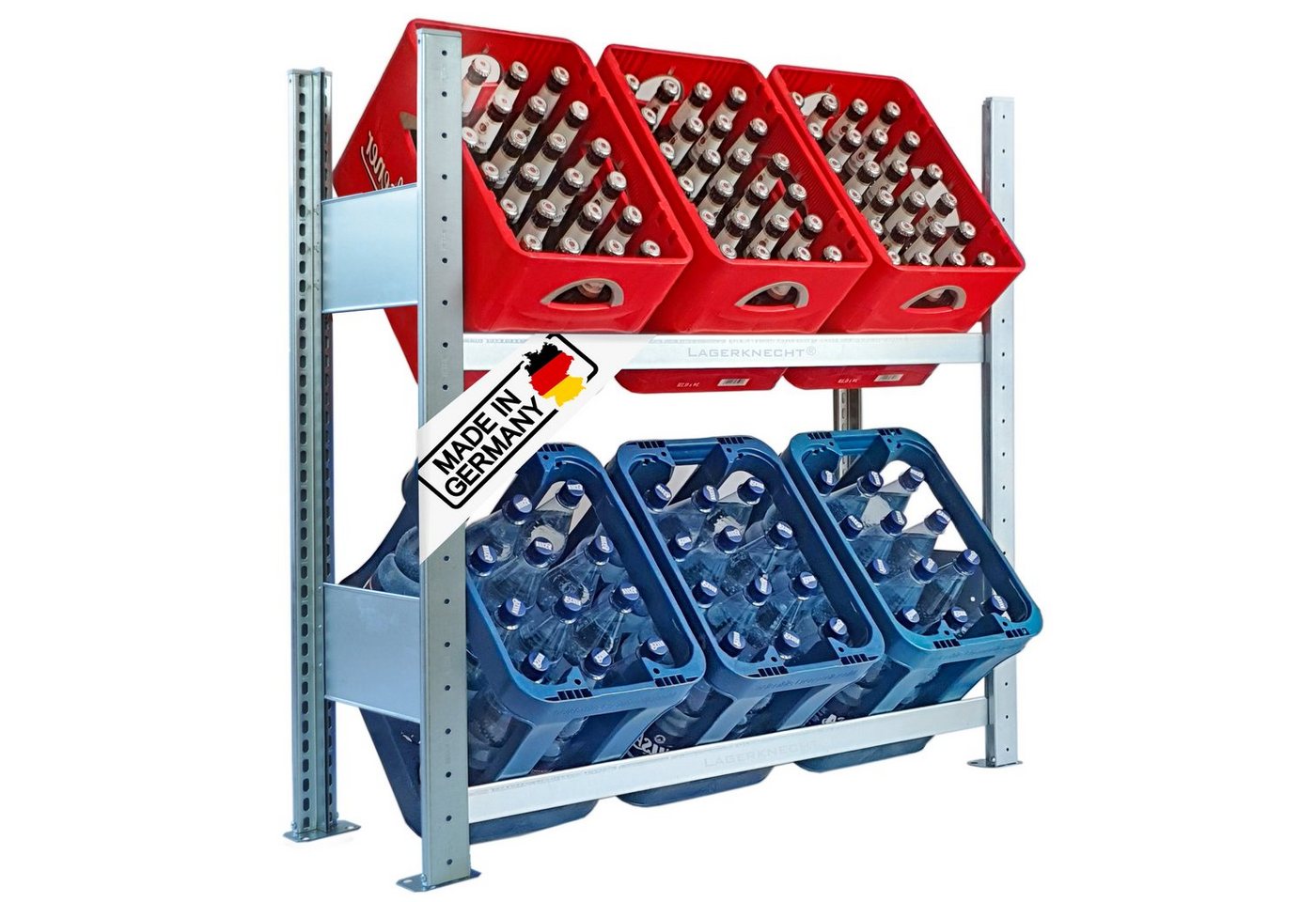 Lagerknecht Standregal Getränkekistenregal made in Germany für 6 Kisten in Industriequalität Lagerknecht Standregal Getränkekistenregal made in Germany für 6 Kisten in Industriequalität von Lagerknecht
