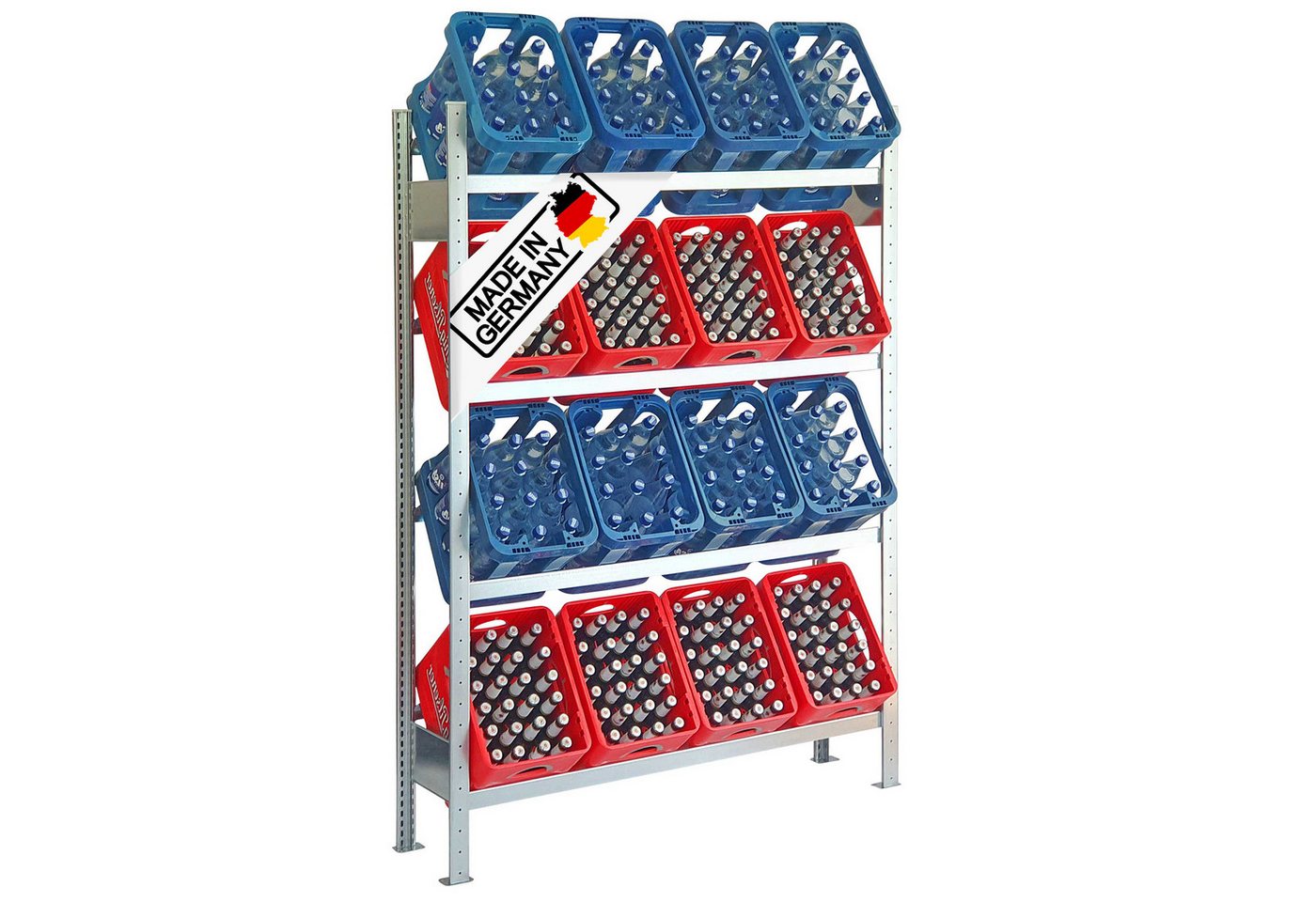 Lagerknecht Standregal Getränkekistenregal made in Germany 4 Ebenen für 16 Kisten Lagerknecht Standregal Getränkekistenregal made in Germany 4 Ebenen für 16 Kisten von Lagerknecht