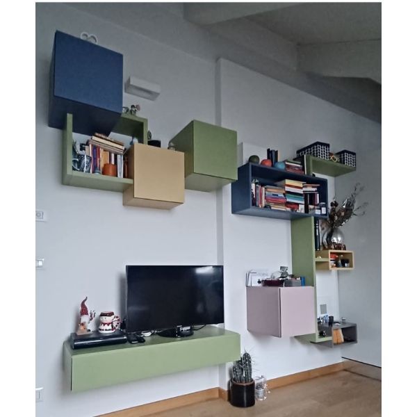 LagoLinea Wohnwand aus Glas und lackiertem Holz, Lago LagoLinea Wohnwand aus Glas und lackiertem Holz, Lago von Lago