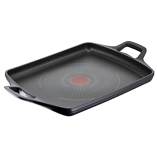 Lagostina Aroma Antihaft-Grillplatte aus druckgegossenem Aluminium, 26 x 32 cm, Induktionsplatte, Gas und Backofen mit Thermo-Signal und Titanium-Beschichtung zur Erhaltung der Wärme von Lagostina