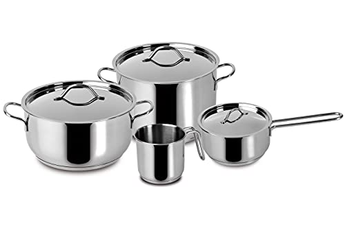 Lagostina Every 7-teiliges Küchenutensilien-Set aus Edelstahl, Stieltopf mit Zwei Griffen, 18 cm, Suppentopf 22 cm, Milchbrei 12 cm, Langer Stieltopf 14 cm und Deckel Lagostina Every 7-teiliges Küchenutensilien-Set aus Edelstahl, Stieltopf mit Zwei Griffen, 18 cm, Suppentopf 22 cm, Milchbrei 12 cm, Langer Stieltopf 14 cm und Deckel von Lagostina