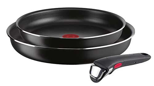 Lagostina Ingenio Essential Plus Antihaft-Töpfe und Pfannen-Set aus Aluminium für Gas und Backofen, 3 Stück, Pfannen Ø 24 und 28 cm und abnehmbarer Griff von Lagostina