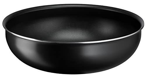 Lagostina Ingenio Essential Plus Wok-Wok Ø 28 cm, antihaftbeschichtete Aluminiumpfanne für Gas und Backofen, mit Thermosignal-Kochdisplay, nutzbar mit abnehmbarem Griff von Lagostina