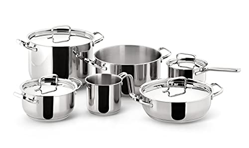 Lagostina Sfiziosa Topfset für alle Herdarten aus Edelstahl 18/10, 10 Teile, 3-Lagiger Lagoseal-Plus-Boden, Topfset mit 4 Kasserollen, Topf, Milchtopf, 4 Deckel Lagostina Sfiziosa Topfset für alle Herdarten aus Edelstahl 18/10, 10 Teile, 3-Lagiger Lagoseal-Plus-Boden, Topfset mit 4 Kasserollen, Topf, Milchtopf, 4 Deckel von Lagostina