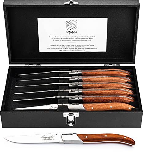 Laguiole Style de Vie Steakmesser Luxury Line, 6-teilig, Pakkaholz von Laguiole Style de Vie