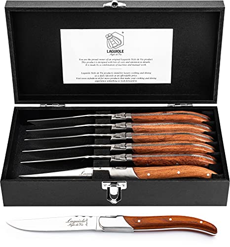 Laguiole Style de Vie Steakmesser Luxury Line, 6-teilig, Rosenholz von Laguiole Style de Vie