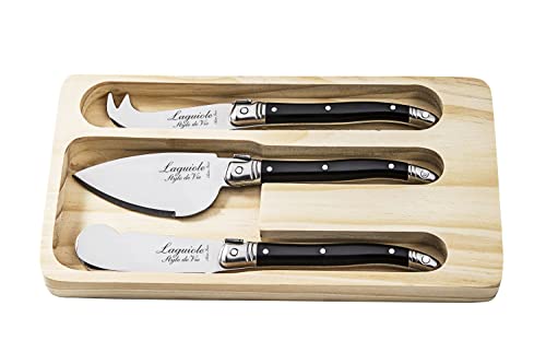 Laguiole Style de Vie Käsemesser-Set Premium Line, 3-teilig, Schwarz von Laguiole Style de Vie