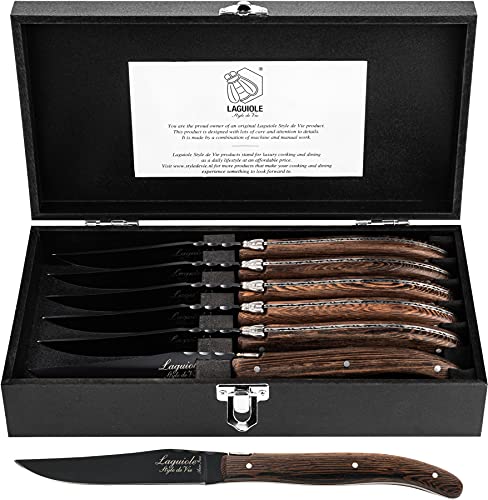 Laguiole Style de Vie Steakmesser Luxury Line, 6-teilig, Wenge holz von Laguiole Style de Vie