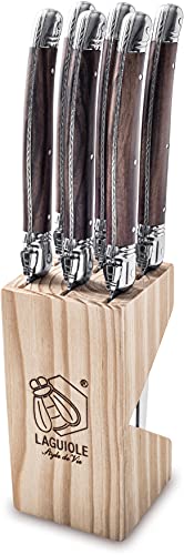 Laguiole Style de Vie Steakmesser Premium Line, 1,8mm Dicke, 6-teilig, Holzfarbe von Laguiole Style de Vie