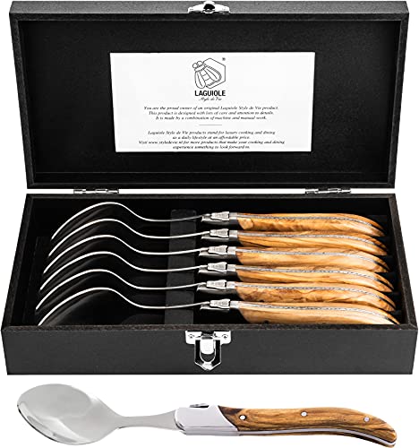 Laguiole Style de Vie Suppenlöffel Luxury Line, 6-teilig, Olivenholz von Laguiole Style de Vie