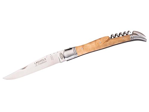 LAGUIOLE Taschenmesser - Stahl 12C27 - Slipjoint - Korkenzieher - Edelsthalbacken - Ahornholz - Zierschliff von Laguiole Tradition