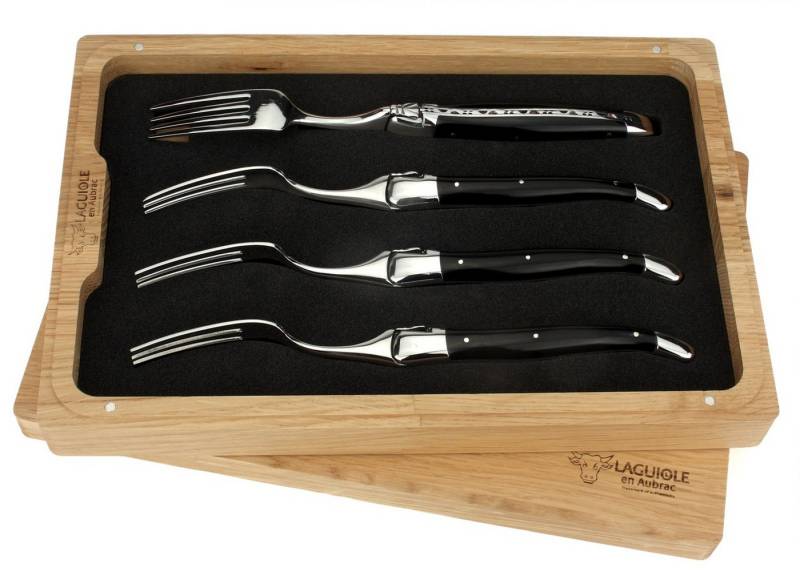 Laguiole en Aubrac Steakbesteck 42F99BUIF, 4 Gabeln - Griff Büffelhorn - Backen und Gabelteil Stahl glänzend Laguiole en Aubrac Steakbesteck 42F99BUIF, 4 Gabeln - Griff Büffelhorn - Backen und Gabelteil Stahl glänzend von Laguiole en Aubrac