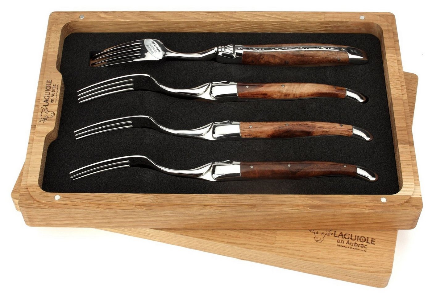 Laguiole en Aubrac Steakbesteck 42F99CVIH, 4 Gabeln - Griff Weinrebe - Backen und Gabelteil Stahl glänzend Laguiole en Aubrac Steakbesteck 42F99CVIH, 4 Gabeln - Griff Weinrebe - Backen und Gabelteil Stahl glänzend von Laguiole en Aubrac