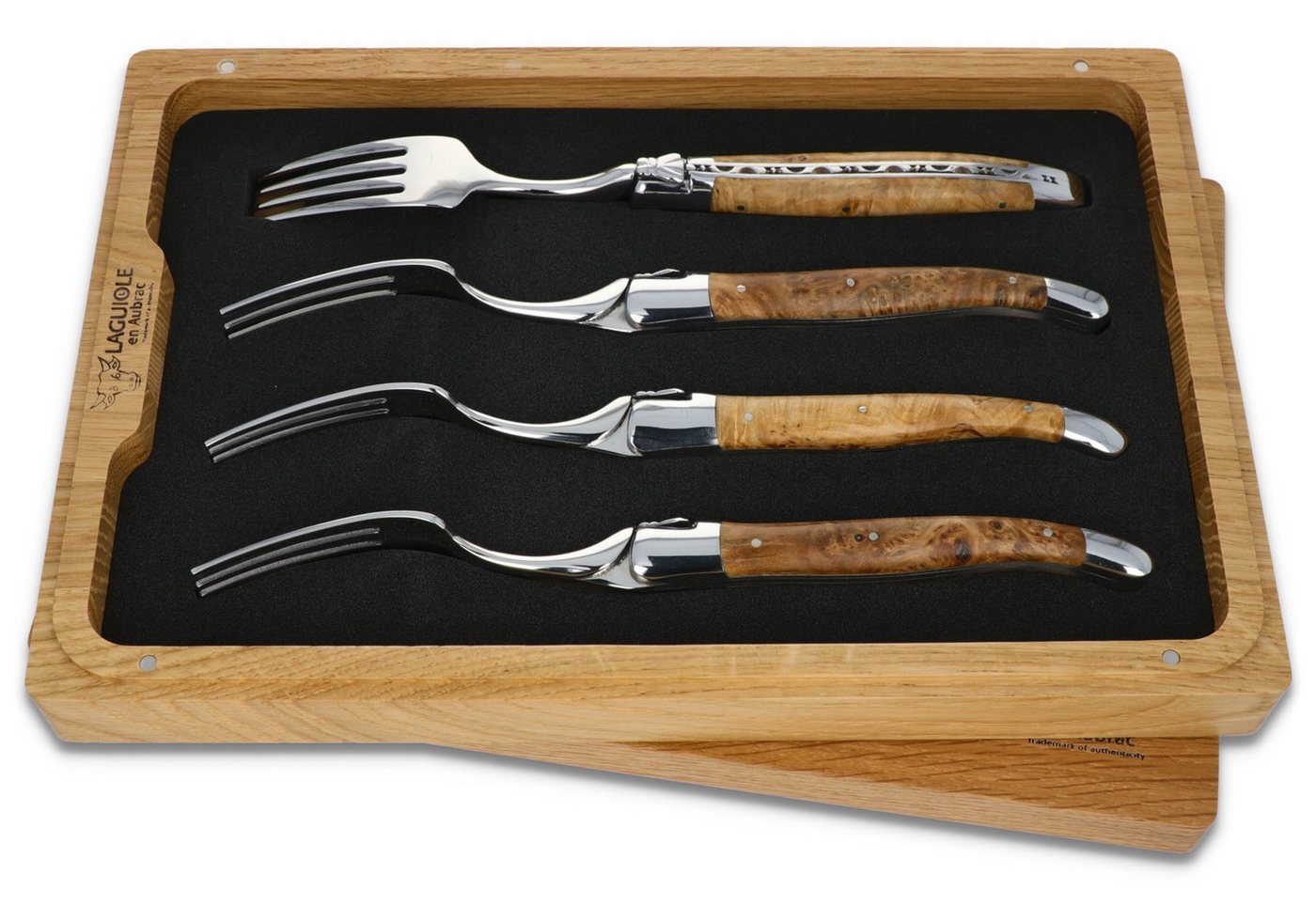 Laguiole en Aubrac Steakbesteck 42F99TYIH BRI, 4 Gabeln - Griff Lindenholz - Backen und Gabelteil Stahl glänzend Laguiole en Aubrac Steakbesteck 42F99TYIH BRI, 4 Gabeln - Griff Lindenholz - Backen und Gabelteil Stahl glänzend von Laguiole en Aubrac