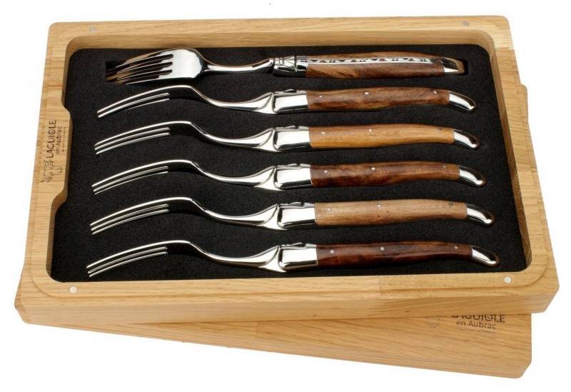 Laguiole en Aubrac Steakbesteck 62F99CVIF, 6 Gabeln - Griff Weinrebe - Backen und Gabelteil Stahl glänzend von Laguiole en Aubrac