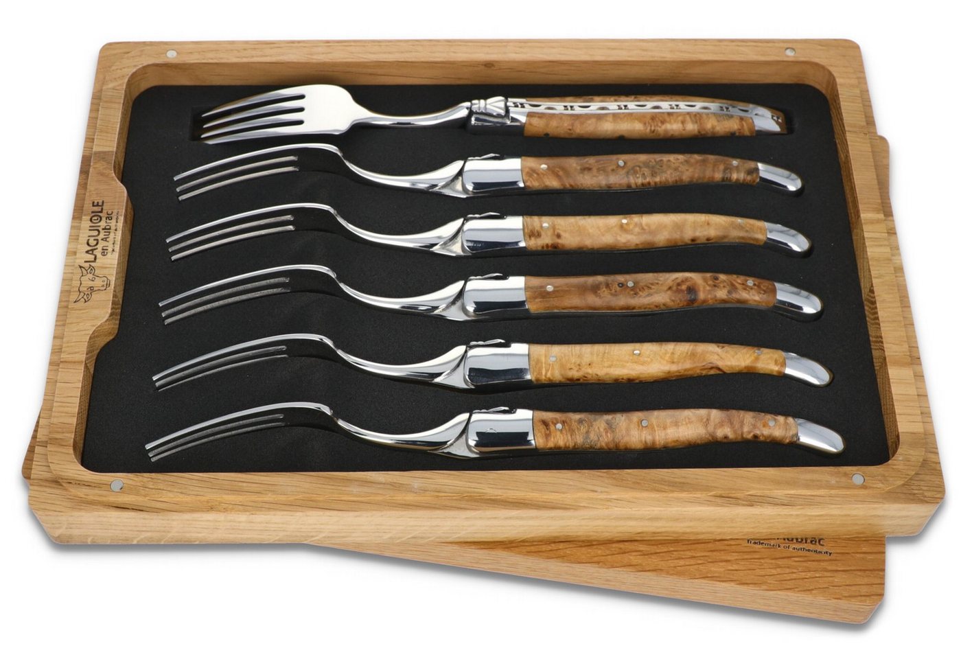 Laguiole en Aubrac Steakbesteck 62F99TYIH BRI, 6 Gabeln - Griff Lindenholz - Backen und Gabelteil Stahl glänzend Laguiole en Aubrac Steakbesteck 62F99TYIH BRI, 6 Gabeln - Griff Lindenholz - Backen und Gabelteil Stahl glänzend von Laguiole en Aubrac