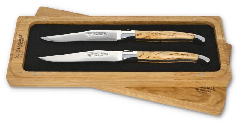 Laguiole en Aubrac Steakmesser 22C99BHIH BRI 2er Set - Griff Birke - Backen glänzend - Klinge glänzend - Holzbox Laguiole en Aubrac Steakmesser 22C99BHIH BRI 2er Set - Griff Birke - Backen glänzend - Klinge glänzend - Holzbox von Laguiole en Aubrac