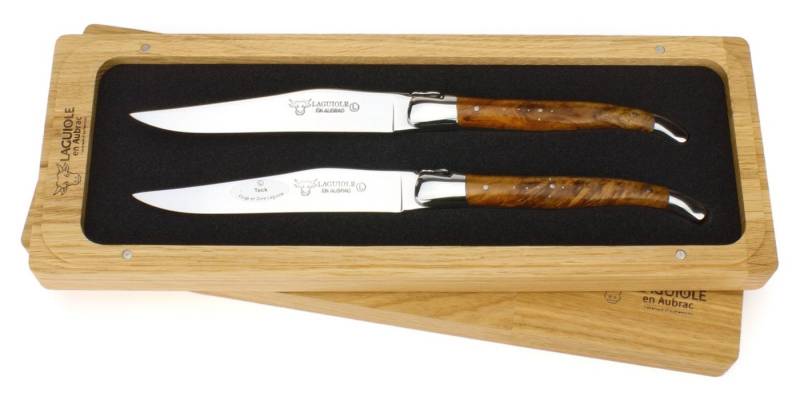 Laguiole en Aubrac Steakmesser 22C99TKIH BRI 2er Set - Griff Teakholz - Backen glänzend - Klinge glänzend - Holzbox Laguiole en Aubrac Steakmesser 22C99TKIH BRI 2er Set - Griff Teakholz - Backen glänzend - Klinge glänzend - Holzbox von Laguiole en Aubrac