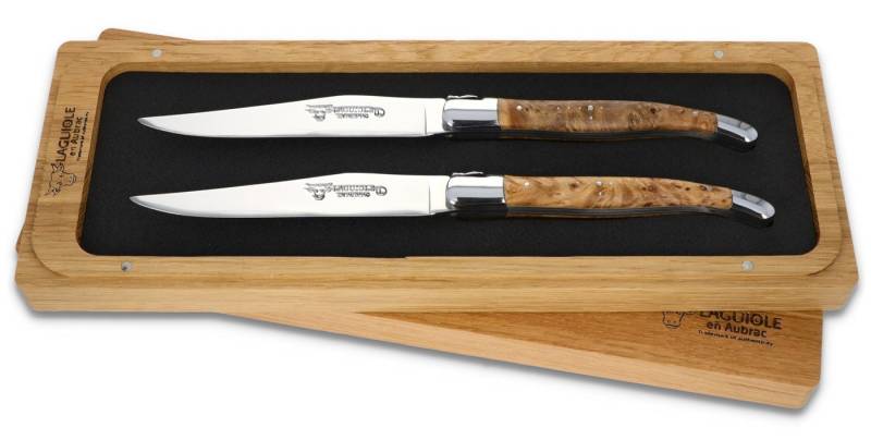 Laguiole en Aubrac Steakmesser 22C99TYIH BRI 2er Set - Griff Linde - Backen glänzend - Klinge glänzend - Holzbox Laguiole en Aubrac Steakmesser 22C99TYIH BRI 2er Set - Griff Linde - Backen glänzend - Klinge glänzend - Holzbox von Laguiole en Aubrac