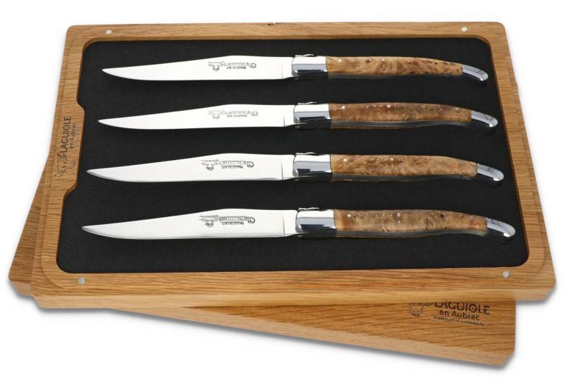 Laguiole en Aubrac Steakmesser 42C99TYIH BRI 4er Set - Griff Linde - Backen glänzend - Klinge glänzend - Holzbox Laguiole en Aubrac Steakmesser 42C99TYIH BRI 4er Set - Griff Linde - Backen glänzend - Klinge glänzend - Holzbox von Laguiole en Aubrac