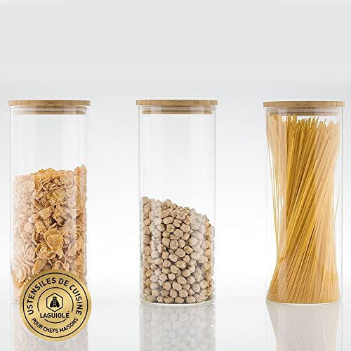 LAGUIOLE - 3 runde Gläser aus Bambusglas, 1500 ml/1500 ml/1500 ml von LAGUIOLE