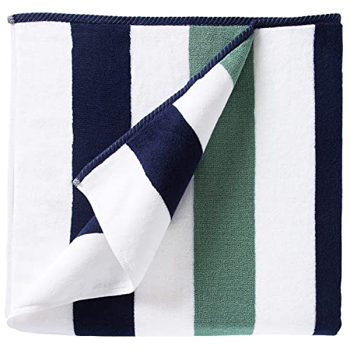 Laguna Beach Textile Co Übergroßes Plüsch-Cabana-Handtuch | Marineblau und Seafoam-Grün | 1 klassisches Strand- und Pool-Handtuch von Laguna Beach Textile Company