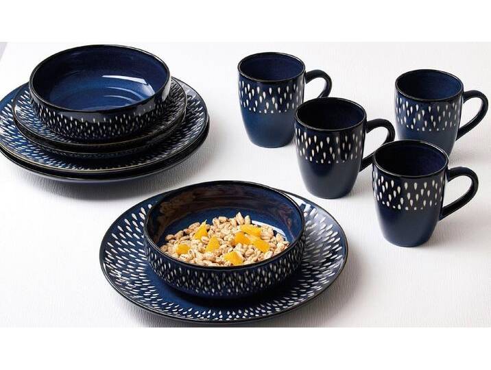 Ritzenhoff & Breker Kombiservice Laguna (16-tlg), 4 Personen, Steinzeug, Geschirr-Set, Reaktivglasur, jedes Stück ein Unikat, blau von Laguna