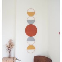 Sonne Und Mond Wandkunst, Handgemachte Kreisförmige Boho Wanddeko, Faserkunst, Scandi-Haus, Plastikfreies Zuhause, Regenbogen Hängend von LahaCorner