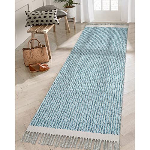 Lahome Boho-Küchenläufer, 60x20 cm, Läufer für Flur, leichter Badezimmerteppich, gewebte Baumwolle, Überwurfmatte mit Quasten, Bauernhaus, fusselfreie Teppiche für Waschküche, Wohnmobil-Dekoration von Lahome