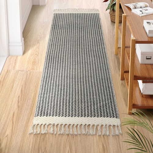Lahome Boho-Läufer für Flur, 5x15 cm, Waschküche, Teppich, leichter Eingangsläufer, gewebte Baumwolle, Überwurfmatte mit Quasten, Bauernhaus, grauer Teppich, Niederflorläufer für Küche und Badezimmer Lahome Boho-Läufer für Flur, 5x15 cm, Waschküche, Teppich, leichter Eingangsläufer, gewebte Baumwolle, Überwurfmatte mit Quasten, Bauernhaus, grauer Teppich, Niederflorläufer für Küche und Badezimmer von Lahome