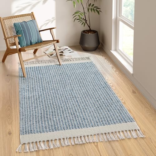 Lahome Boho-Schlafzimmerteppich, 7.6x12.7 cm, blau, Büroteppich, leicht, Bad-Fußmatten, gewebter Eingangsteppich mit Quasten, fusselfrei, waschbar, Überwurfteppich, Wohnmobil, Geschenke Lahome Boho-Schlafzimmerteppich, 7.6x12.7 cm, blau, Büroteppich, leicht, Bad-Fußmatten, gewebter Eingangsteppich mit Quasten, fusselfrei, waschbar, Überwurfteppich, Wohnmobil, Geschenke von Lahome