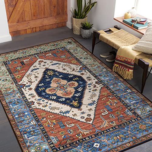 Lahome Boho-Teppiche für Wohnzimmer, 10,2 x 15,2 cm, maschinenwaschbar, Schlafzimmerteppich, rutschfest, niederflorig, Eingangsbereich, Orientalischer Used-Look, Küchenteppich, Innenbereich, von Lahome