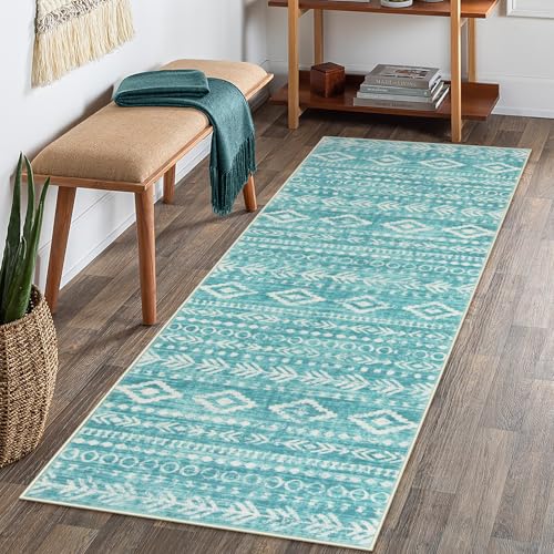 Lahome Boho-geometrischer Badezimmerläufer, 5 x 15 cm, blaugrün, Küchenläufer, rutschfest, waschbar, Badezimmerteppich, Läufer, 1,8 m, ultradünn, weich, Bauernhaus-Druck, für Eingangsbereich, Lahome Boho-geometrischer Badezimmerläufer, 5 x 15 cm, blaugrün, Küchenläufer, rutschfest, waschbar, Badezimmerteppich, Läufer, 1,8 m, ultradünn, weich, Bauernhaus-Druck, für Eingangsbereich, von Lahome
