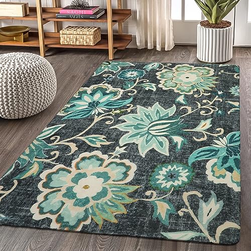 Lahome Floral Wohnzimmer Teppich – 7.6x12.7 cm Bereich Teppiche für Schlafzimmer, maschinenwaschbar, rutschfester Überwurf, Küche, Eingangsbereich, weicher Paisley-Druck, Esszimmer, Badezimmer von Lahome