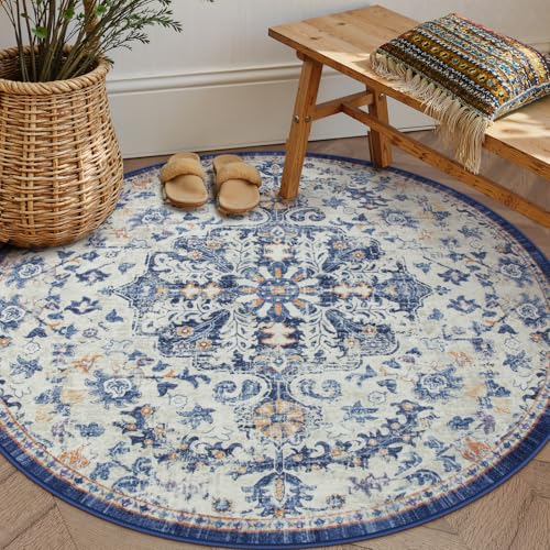 Lahome Runder Teppich, 1,6 m, großer, waschbarer, runder Vorleger für Esszimmer und Küche, weich, Boho-Stil, rutschfest, fusselfrei, bedruckt, Schlafzimmer, Eingang, Badezimmer, Blauviolett/Mehrfarbig Lahome Runder Teppich, 1,6 m, großer, waschbarer, runder Vorleger für Esszimmer und Küche, weich, Boho-Stil, rutschfest, fusselfrei, bedruckt, Schlafzimmer, Eingang, Badezimmer, Blauviolett/Mehrfarbig von Lahome