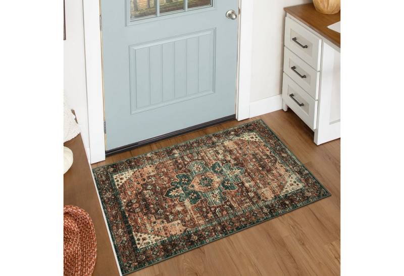 Lahome Teppich Donner-Bos-Stil Teppich mit getuftetem Blumenmuster, rechteckig, Höhe: 6 mm, getuftete Qualität, rutschfeste TPE-Basis von Lahome