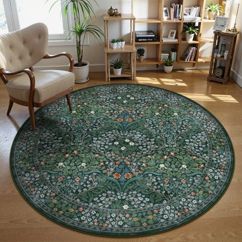 Lahome Waschbarer runder Teppich mit Blumenmuster von Lahome