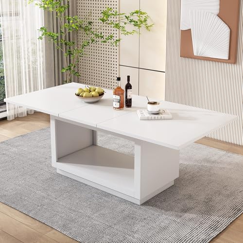 Lahoomu Ausziehbarer Esstisch, Couchtisch, Länge 140/180 x Breite 70 x Höhe 76,5 cm, Weiß von Lahoomu