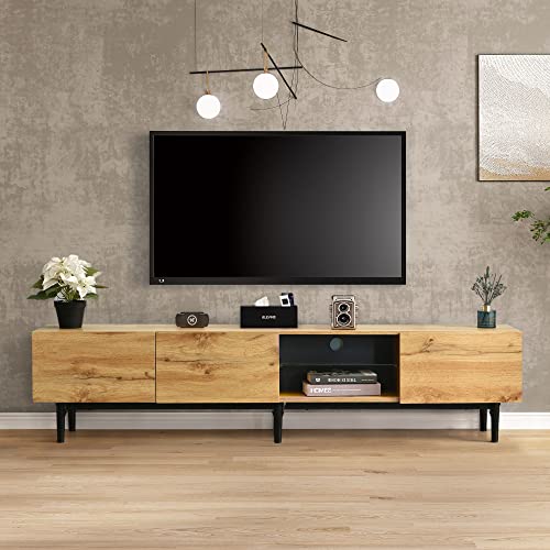 Lahoomu Moderner TV-Schrank mit Holzmaserung, Variable LED-Leuchten von Lahoomu
