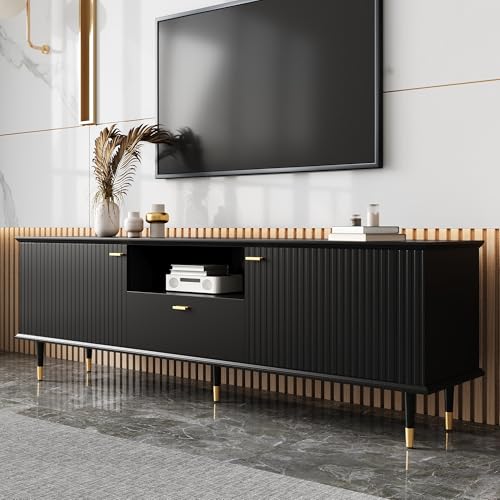 Lahoomu TV-Schrank mit offenen Fächern und Schubladen, Lackierte Strukturoberfläche, Soft-Close-Scharniere Lahoomu TV-Schrank mit offenen Fächern und Schubladen, Lackierte Strukturoberfläche, Soft-Close-Scharniere von Lahoomu