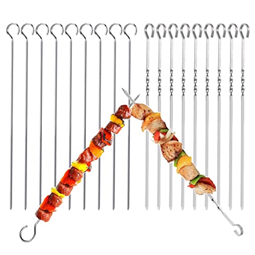 Grillspieße Edelstahl,20 stück Schaschlikspieße Edelstahl Grill Zubehör Schaschlikgrill Grillzange Spiesse Grill Spieße Grill, für Fleisch, Gemüse, Stockbrot zum Grillen von Lahviuu