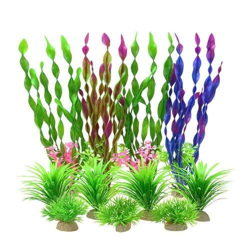 Lahviuu 11pcs Aquarium Pflanzen Deko,Künstliche Wasserpflanzen Aquarium Dekoration Künstliche Aquariumpflanzen Kunststoff-Pflanzen,Aquarien Plastikpflanzen für Haushalt von Lahviuu