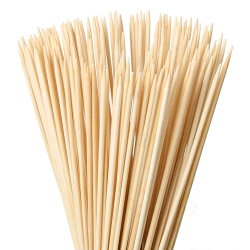 Lahviuu Bambus Grillspieße,300 pcs Stockbrot Spieße Stockbrot Stöcke Spiesse Grill Schaschlikspieße Holzspieße Bambusspieße,für Marshmallow Maiskolben Bonbons Kuchen Desserts Frucht,25cm×3mm von Lahviuu