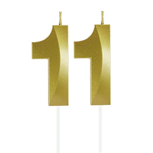 Lahviuu Geburtstag Zahlen Kerzen,11 Geburtstag Zahl Kerzen Gold Geburtstagskerzen Cake Topper Geburtstag Kuchendeko Kuchen Dekoration,für Hochzeit Party Hochzeit Jahrestag Feier Lieferungen von Lahviuu