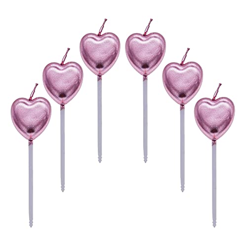 Herz Geburtstagskerzen,6 Pcs Cake Topper Dekorationen Ggeburtstag Kerzen Metallisch Kuchen Kerzen für Kinder Geburtstag Hochzeit Party Jahrestag Valentinstag Festival,Roségold von Lahviuu