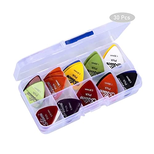 Plektren für Gitarre,30 Stück Guitar Picks Gitarrenplektren Gitarren Zubehör für Akustikgitarre, E-Gitarre, Ukulele, Bass(0.58 mm 0.71 mm 0.81 mm 0.96 mm 1.2 mm 1.5 mm) von Lahviuu