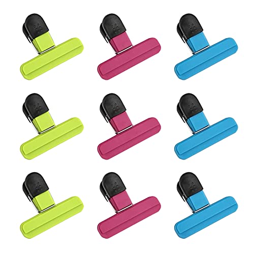 Lebensmittel-clips,9 Stück Kunststoff Tüten-Clips Verschluss Clips Chip Bag,Verschlussklemmen für Lebensmittelbeutel und Snacks Lagerung(3 Farben) von Lahviuu