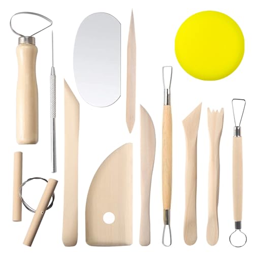 Modellierwerkzeug,Lahviuu 13 Stück Töpferwerkzeug Set Carving Tools Clay Keramik Sculpting Ton Werkzeug Pottery Modelierwerkzeugset, Modelliermasse Werkzeug,für Töpfer Keramik DIY-Künstler von Lahviuu