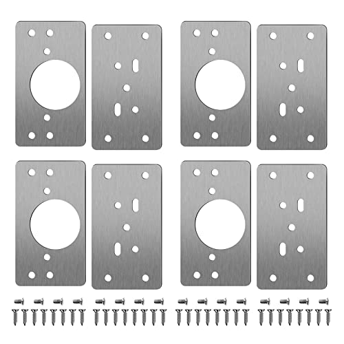 Scharnier Reparaturplatte, 8 Stück Edelstahl Küchenschrank Reparaturplatten Scharniere Reparaturset Türscharniere Schrankscharnier mit 48 Schrauben,für Küchenholzmöbel Fensterschublade,90*47mm von Lahviuu