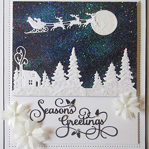 Lai-LYQ Metall-Stanzschablone, Motiv: Weihnachtsschlitten, Baum, Prägeschablone, DIY, Scrapbooking, Prägung, Papier, Karten, Basteln, Dekoration, Silber von Lai-LYQ